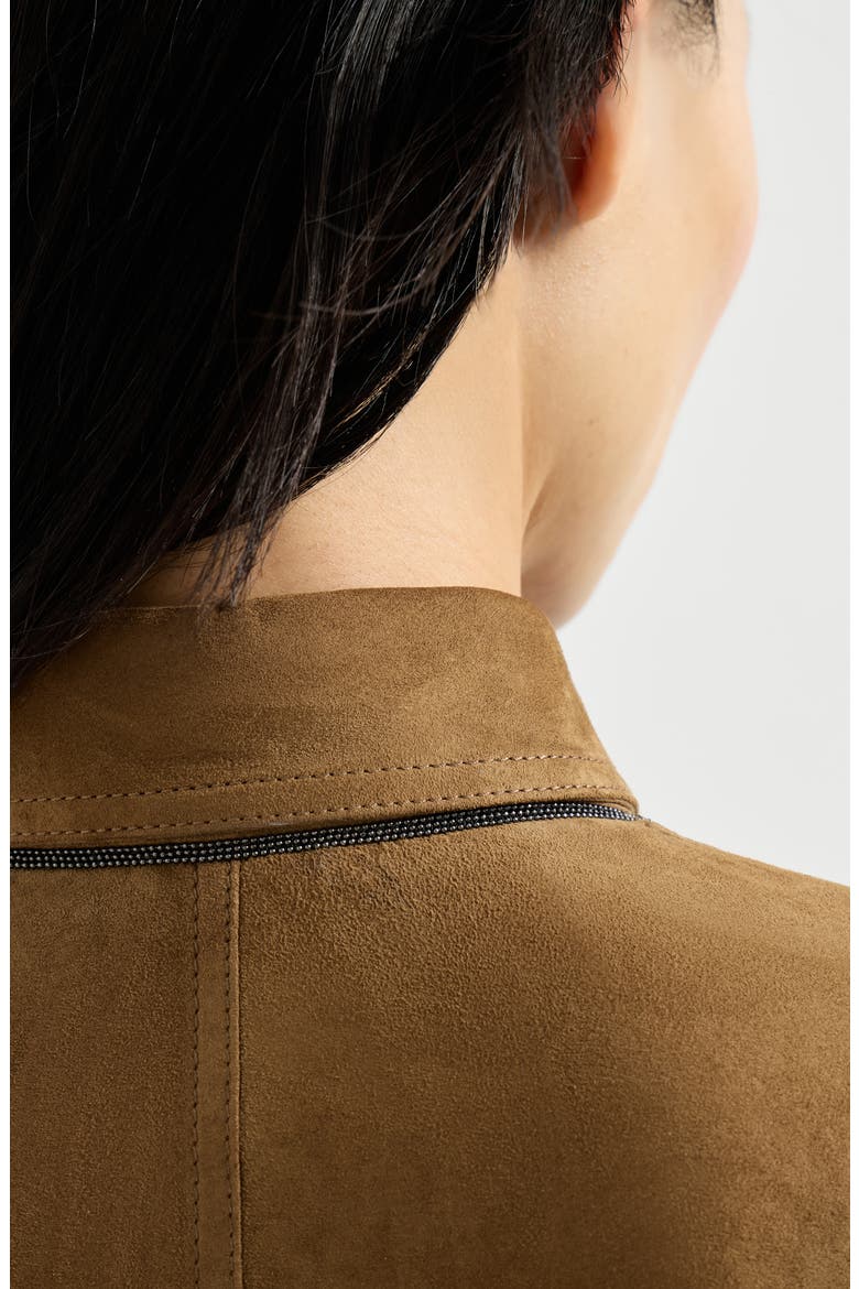 Suede shirt with monili, Alternate, color, Light Brown