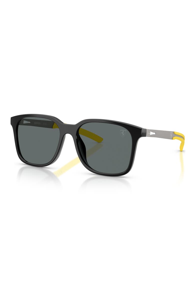 57mm Polarized Square Sunglasses, Alternate, color, BLACK SHINY / DARK GREY POLAR