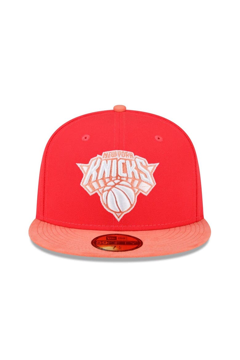 Men's New Era Red/Peach New York Knicks Tonal 59FIFTY Fitted Hat, Alternate, color, Red