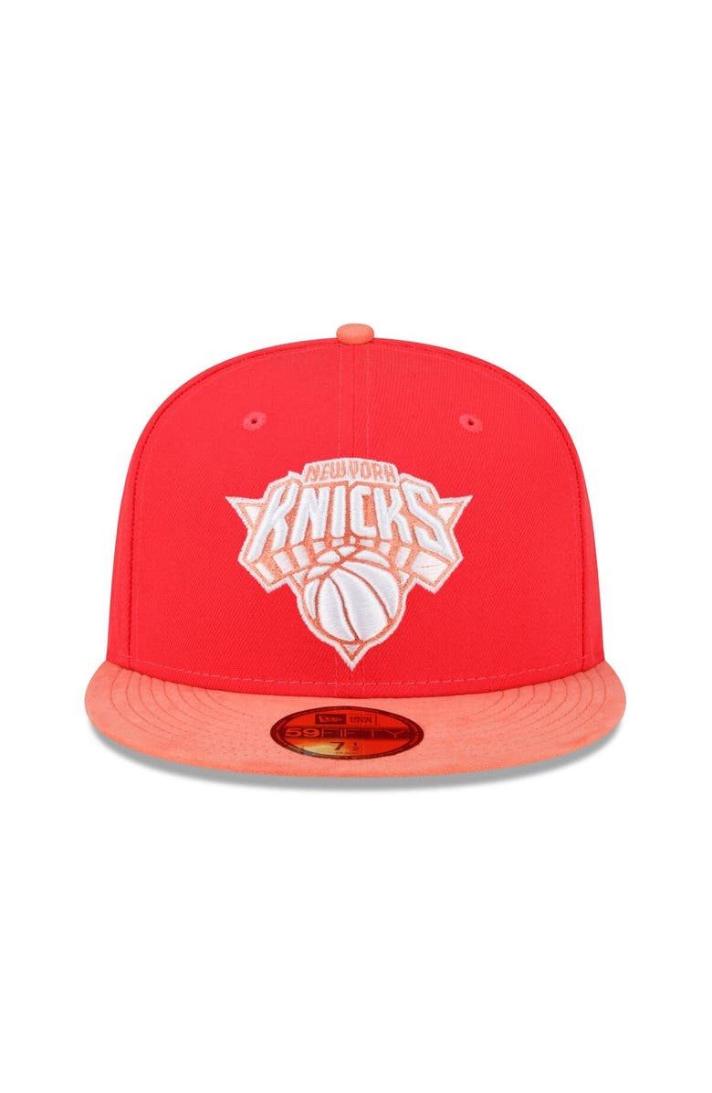 New Era Men's New Era Red/Peach New York Knicks Tonal 59FIFTY Fitted Hat, Alternate, color, 