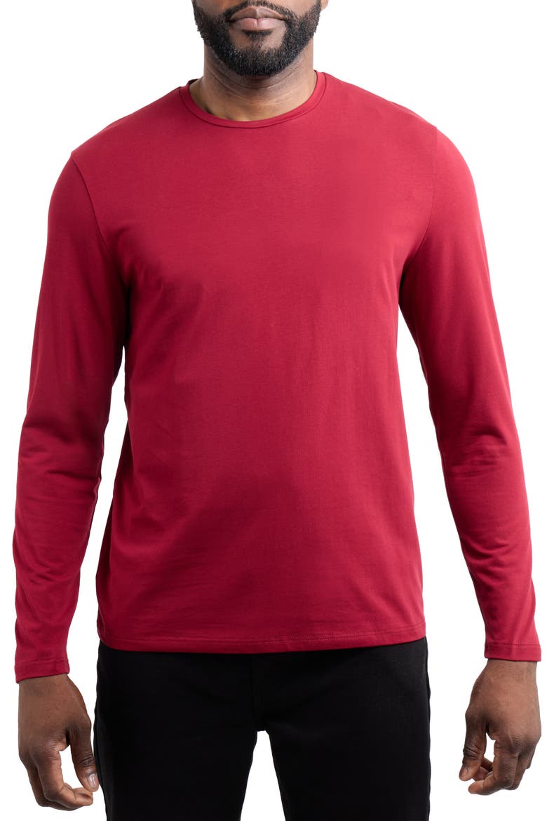 Crewneck Long Sleeve T-Shirt, Main, color, BURGUNDY