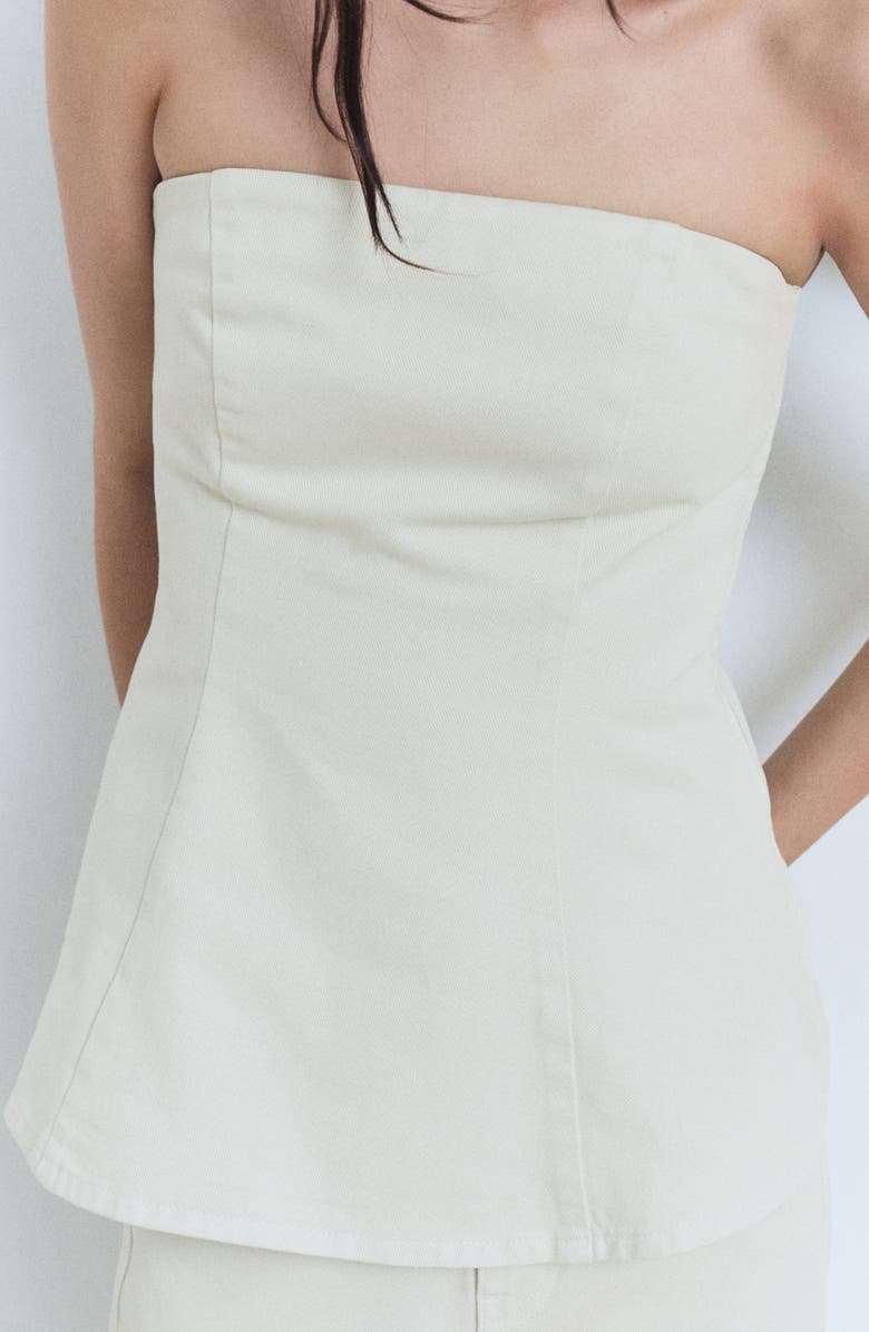 MANGO Strapless Flared Top, Alternate, color, Pastel Green