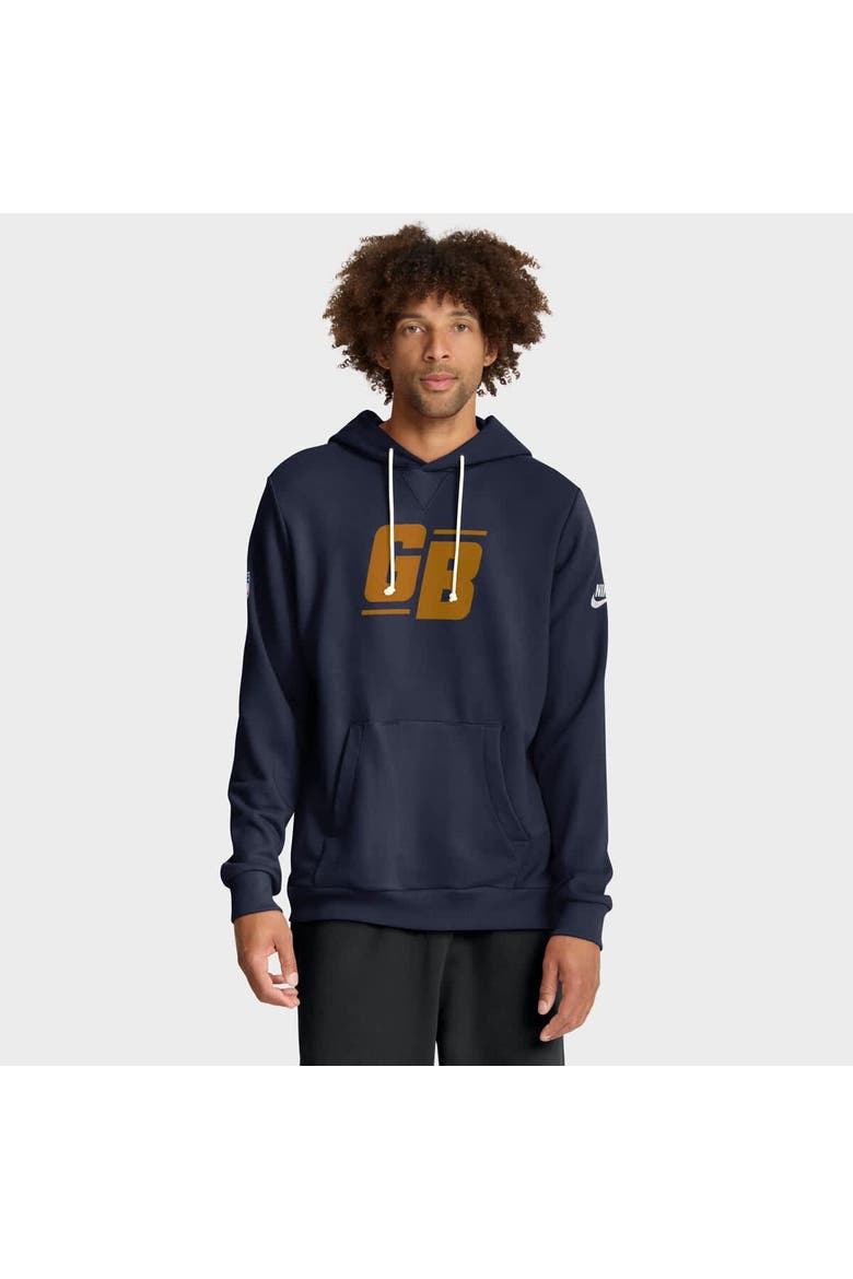 Men's Nike Navy Green Bay Packers The 1923 Classic Sideline Dri-FIT Pullover Hoodie, Main, color, Navy