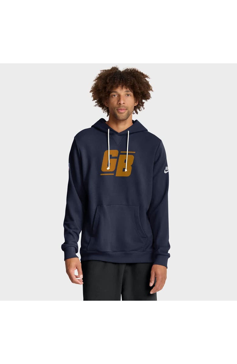 Nike Men's Nike Navy Green Bay Packers The 1923 Classic Sideline Dri-FIT Pullover Hoodie, Main, color, Navy