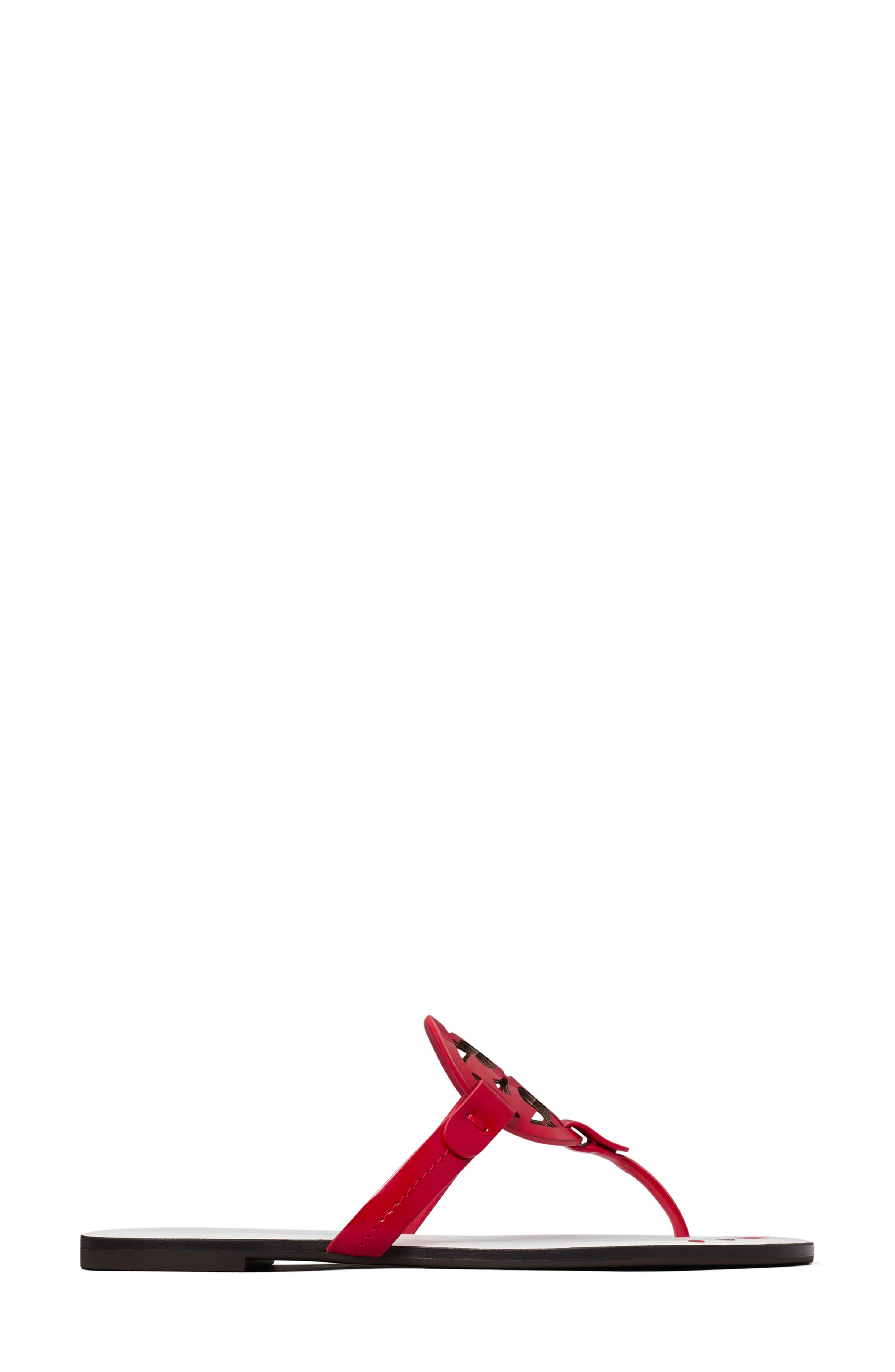 Tory Burch Miller Nail Polish Thong Slide Sandal, Alternate, color, Blaze Red