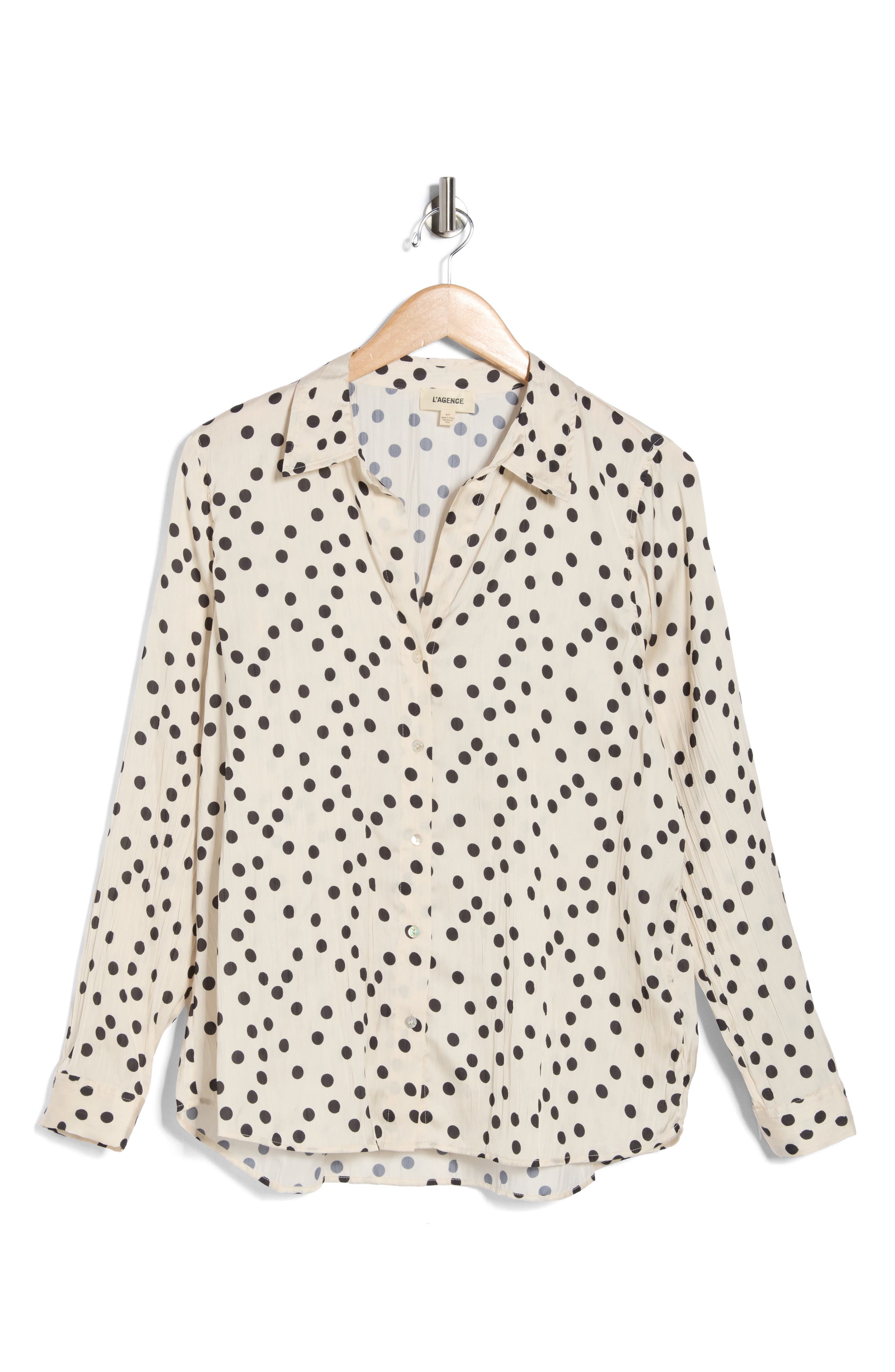 L'AGENCE Argo Polka Dot Button Front Top