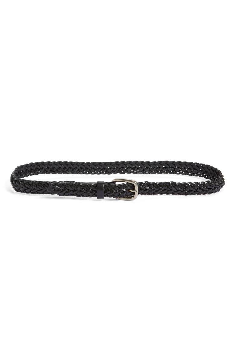 Golden Goose Houston Woven Leather Belt, Main, color, Black