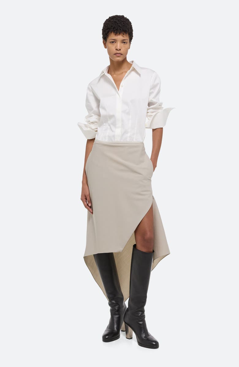 Helmut Lang Scarf Hem Virgin Wool Maxi Skirt, Alternate, color, Sand