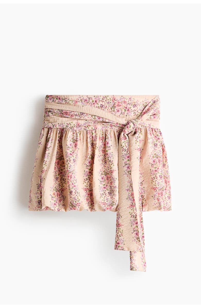 H&M Tie-detail Bubble-hem Skirt, Alternate, color, Light Dusty Pink/Floral
