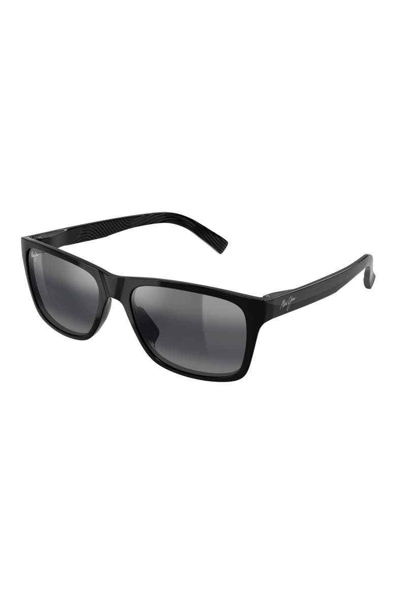 57mm PolarizedPlus2® Rectangular Sunglasses, Alternate, color, BLACK