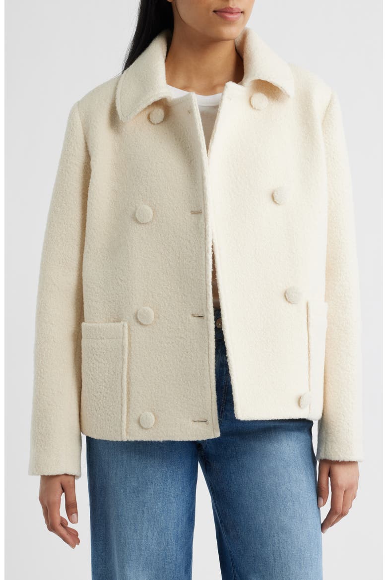 Short Bouclé Coat, Alternate, color, CREAM