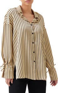 4th & Reckless Rodell Stripe Tie Cuff Shirt