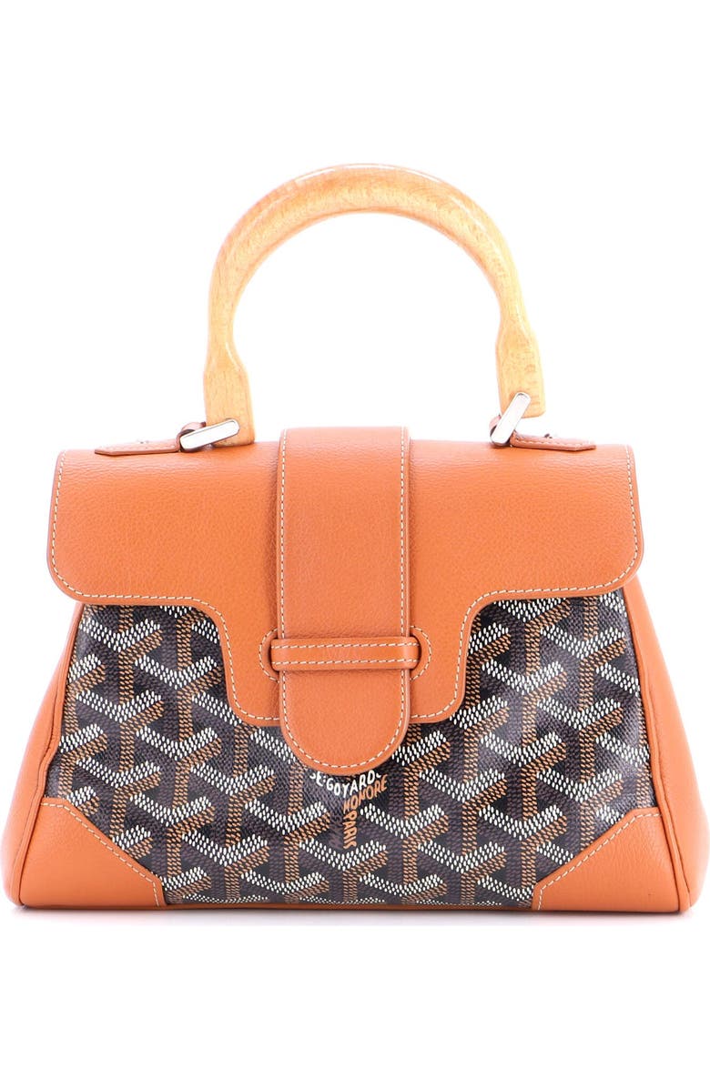 Pre-Owned Goyard Saigon Top Handle Bag Coated Canvas with Leather Mini, Main, color, Brown