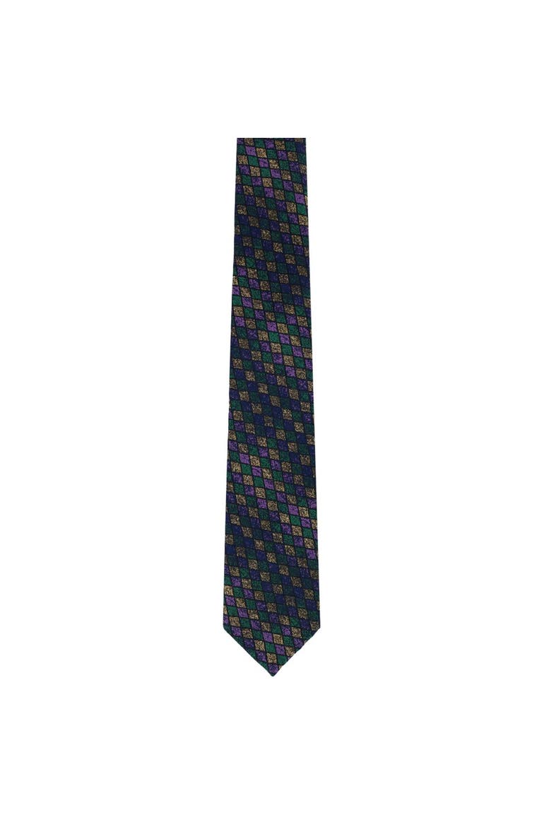 Carnival Diamond Multi-Colored Novelty Silk Necktie, Alternate, color, Purple, Yellow, Green