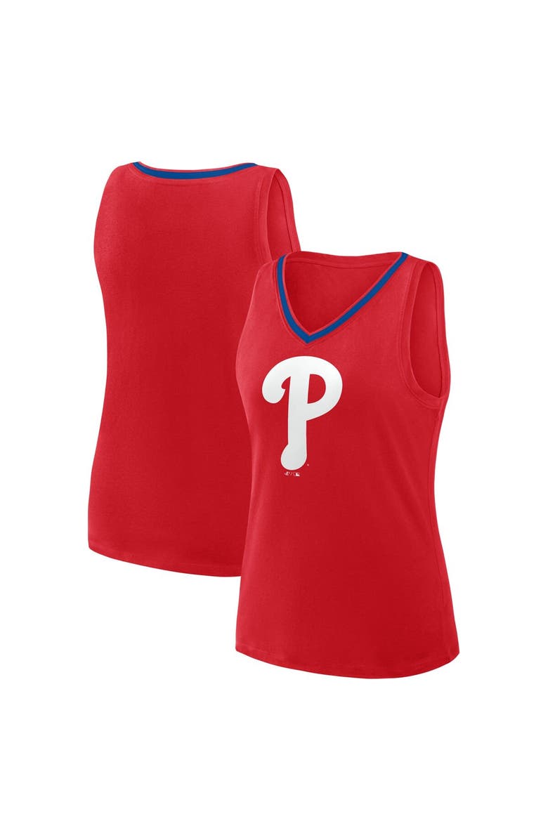 PROFILE Women's  Red Philadelphia Phillies Plus Sized Stellar Win V-Neck Tank Top, Alternate, color, 