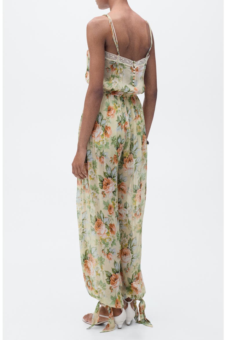 Floral Tie Leg Jumpsuit, Alternate, color, ECRU