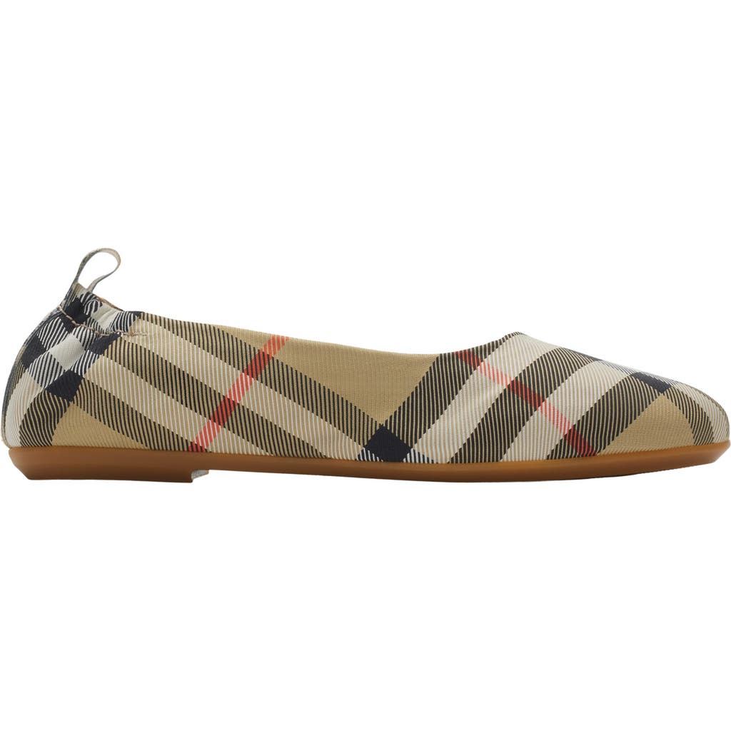 Burberry Girls Chaterley Check Ballerinas In Neutral