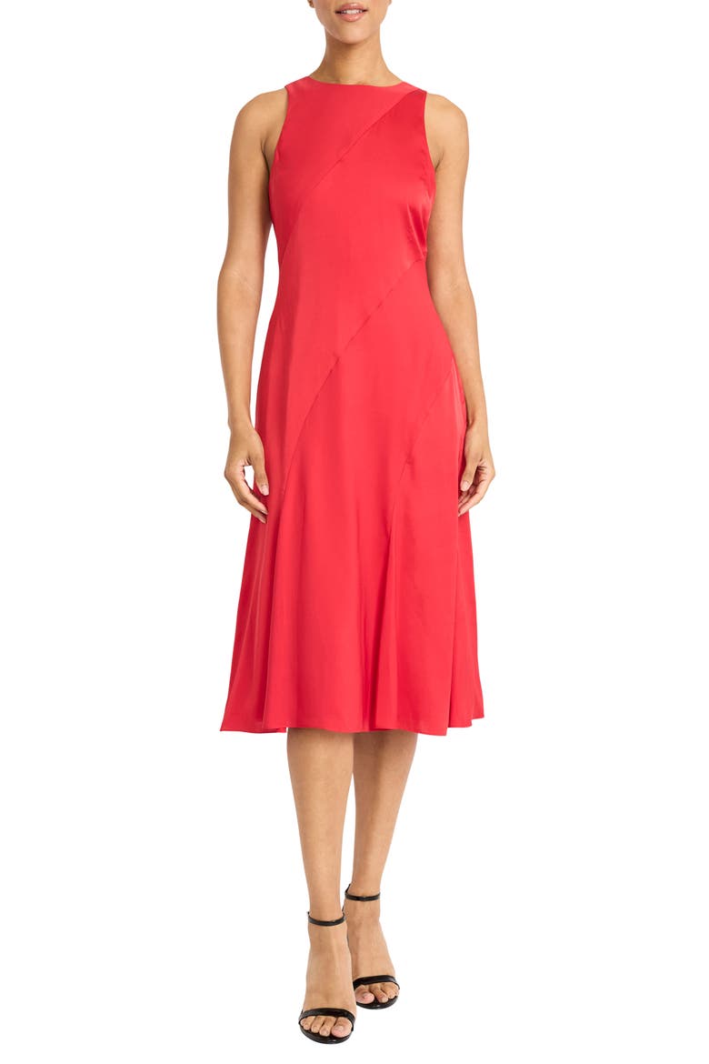 Paneled Midi Dress, Main, color, TOMATO