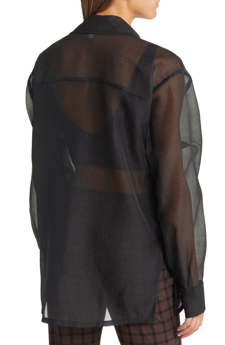 Open Edit Sheer Button-Up Shirt, Alternate, color,