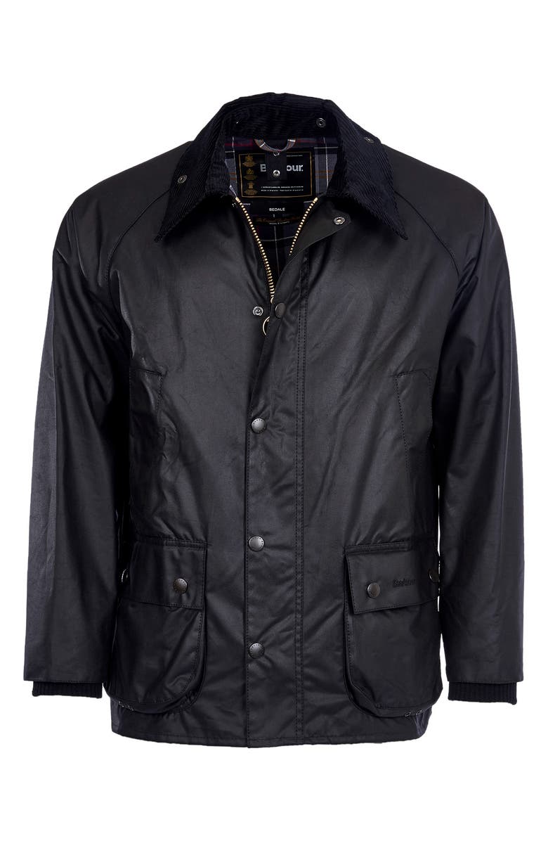 Barbour Bedale Water Resistant Waxed Cotton Jacket, Alternate, color, Black