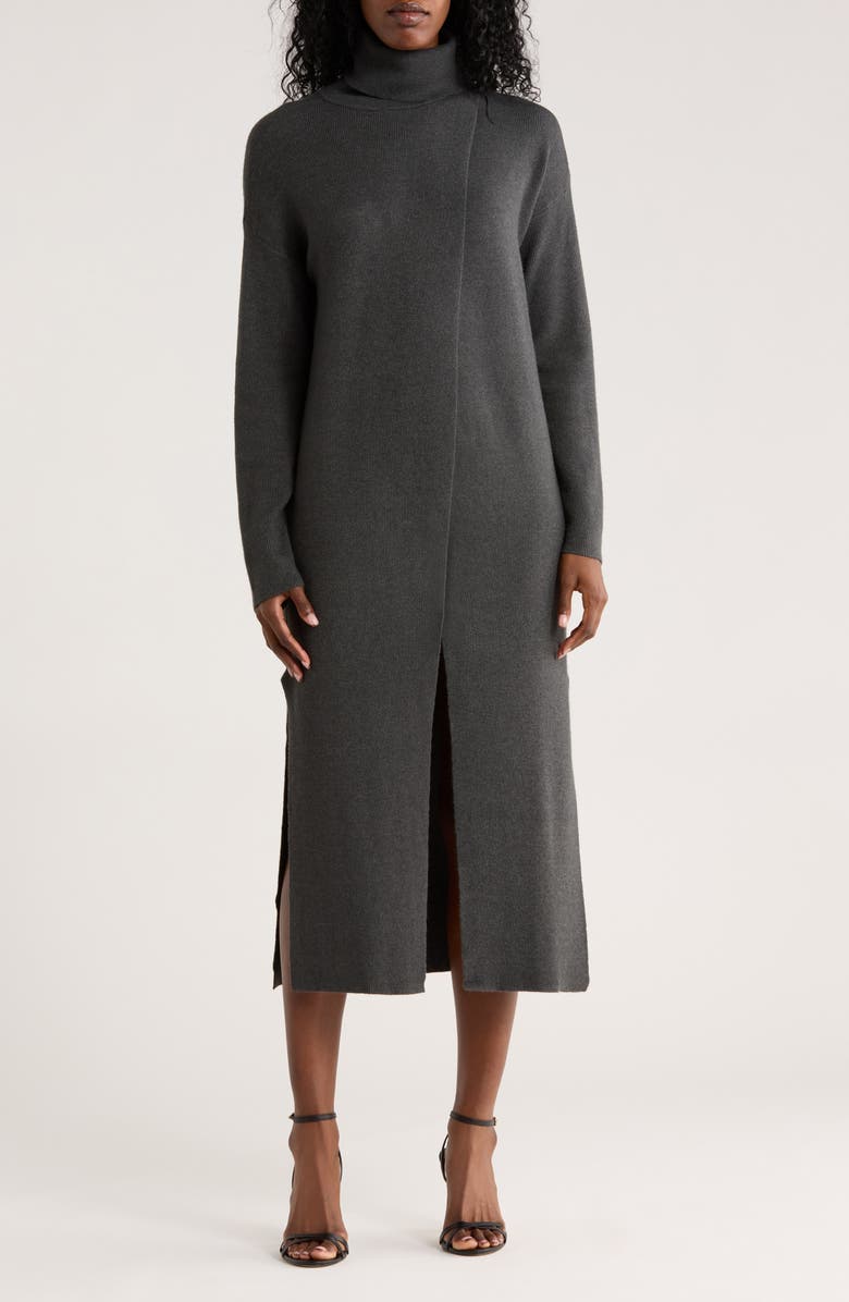 BY DESIGN Brenda Turtleneck Maxi Dress, Main, color, Slate Heather
