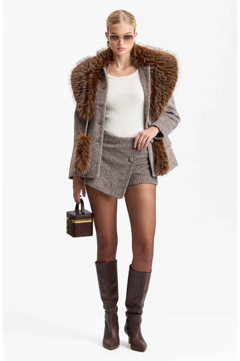 Textured Mini Skort, Alternate, color, GREY - WHITE