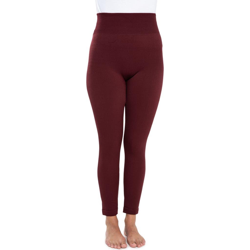 Muk Luks Fleece Lined Leggings In Burgundy