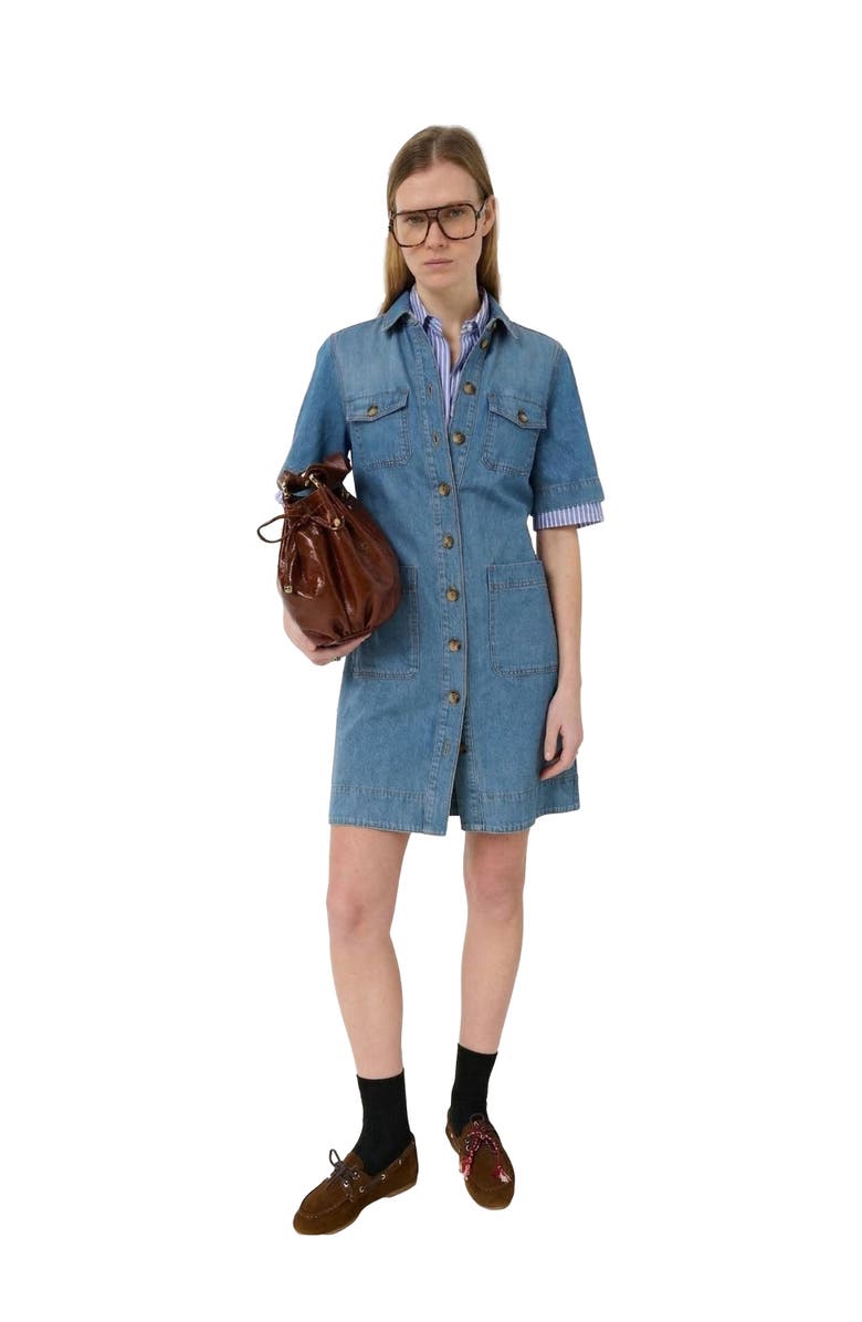 GERARD DAREL Rani Denim Shirt Dress, Main, color, Jeans