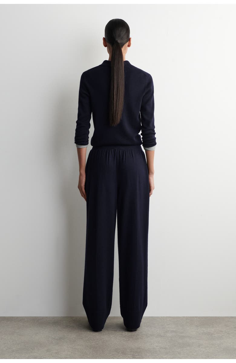 COS Elasticized Merino Wool Pants, Alternate, color, Navy