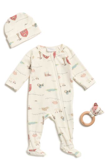 Toby Old Mcdonald Footie, Cap & Teether Ring Set In White
