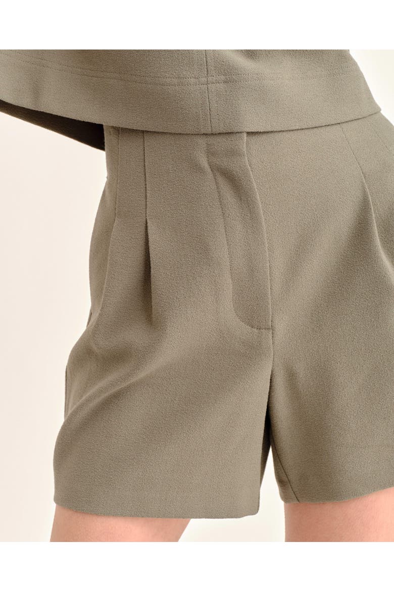 Frankie Pebbled Crepe Short, Alternate, color, Moss