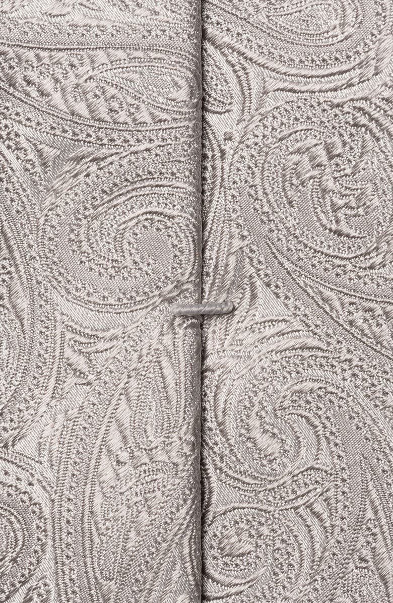 Eton Silver Paisley Silk Jacquard Tie, Alternate, color, Silver