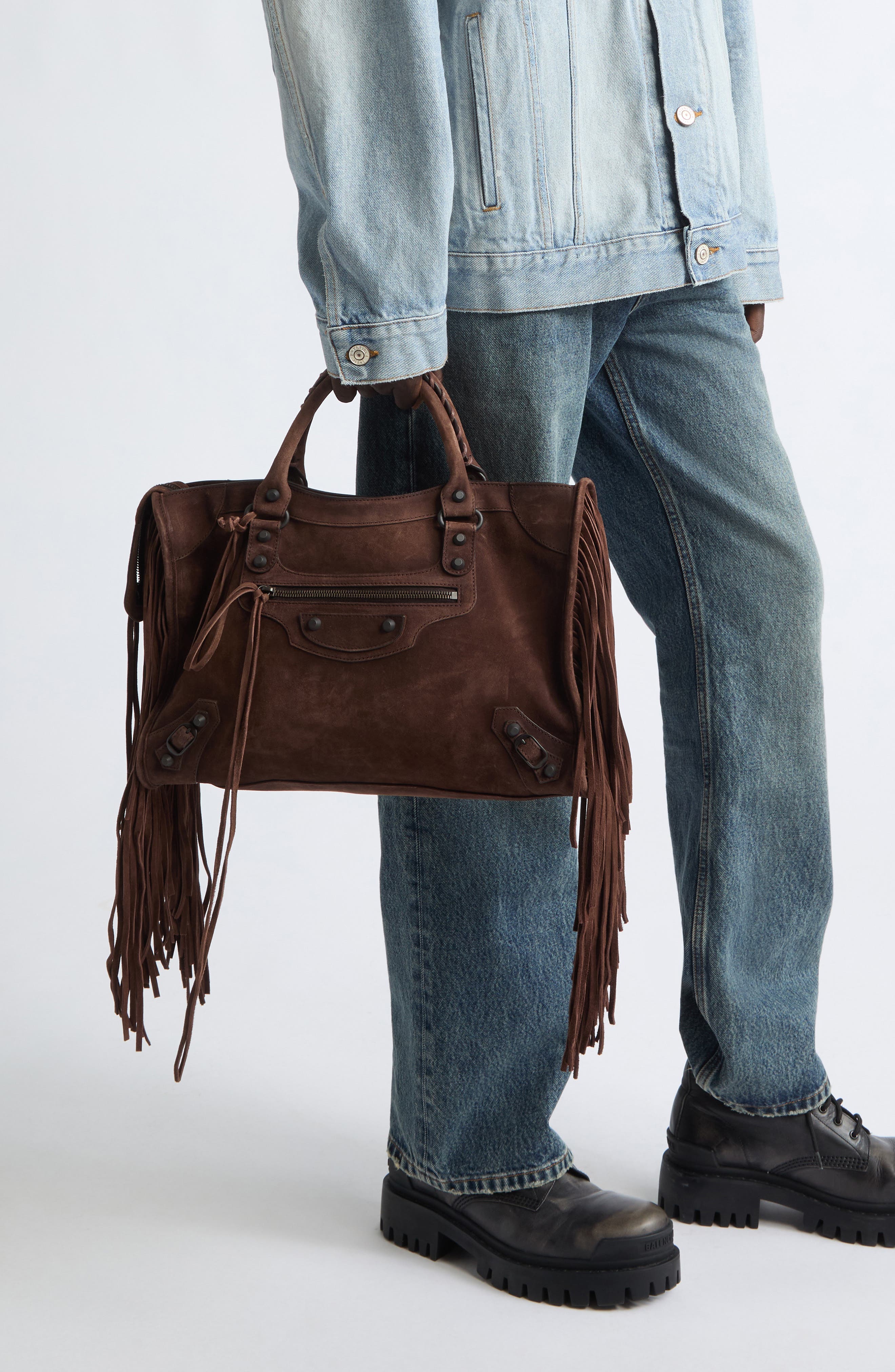 Medium Le City Suede Satchel, Alternate, color, LIGHT ESPRESSO