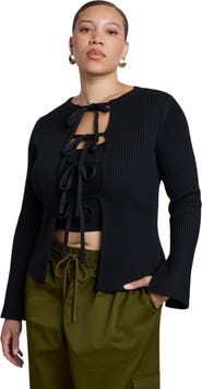 ELOQUII Tie Front Cardigan