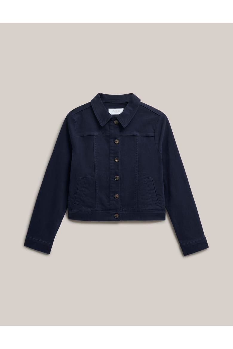 Selborne Boxy Cropped Denim Jacket, Alternate, color, Hobbs Navy
