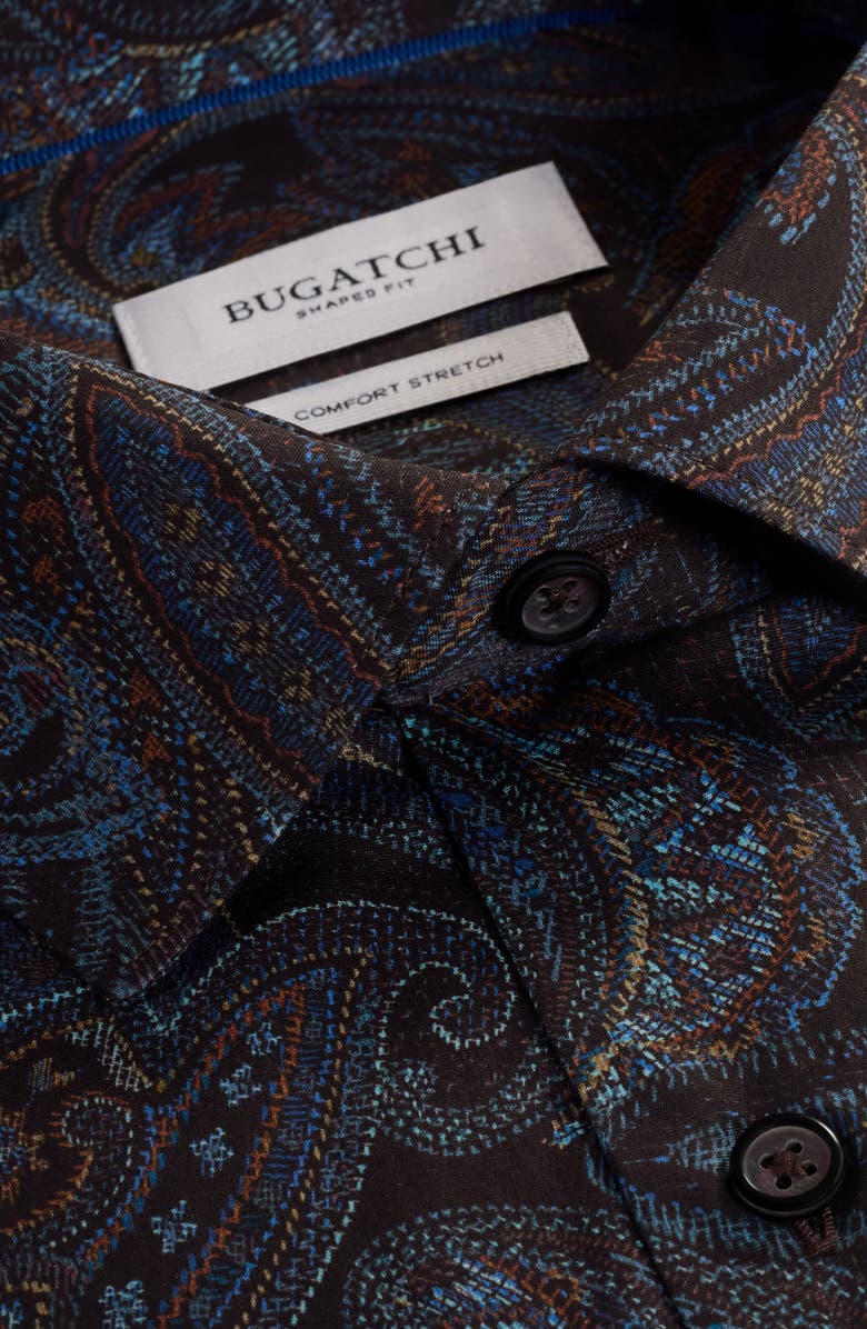 Bugatchi Axel Shaped Fit Paisley Button-Up Shirt, Alternate, color, 
