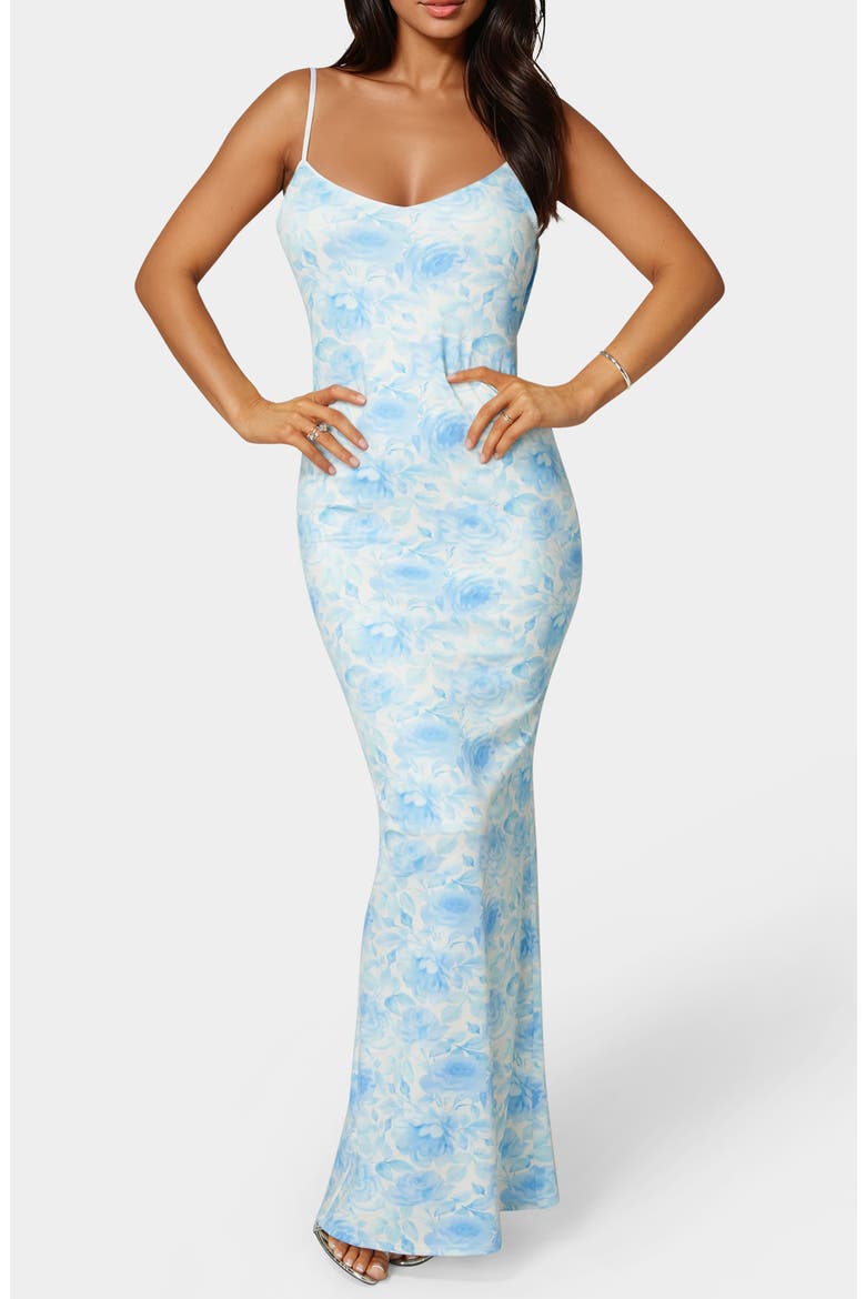 Backless Maxi Dress, Main, color, BLUE FLORAL