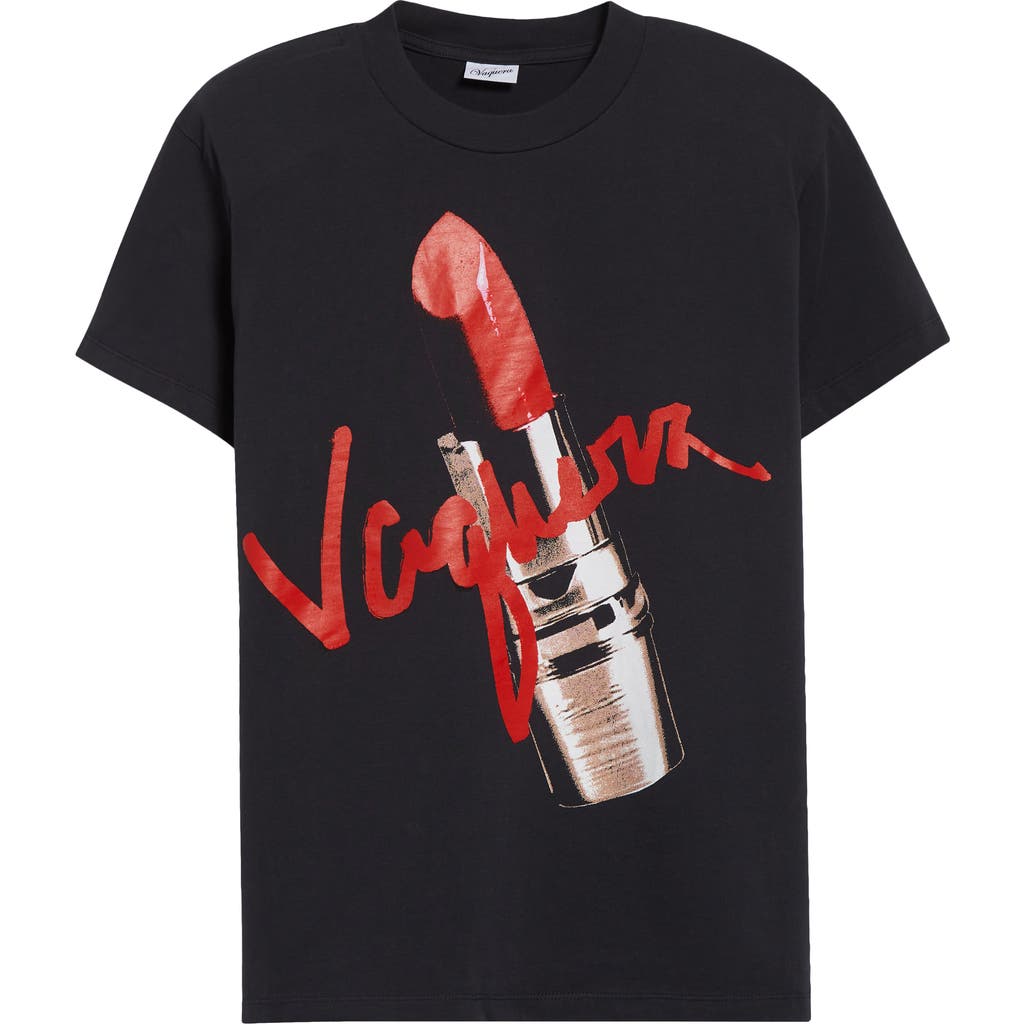 Vaquera Lipstick Cotton Graphic T-shirt In Black