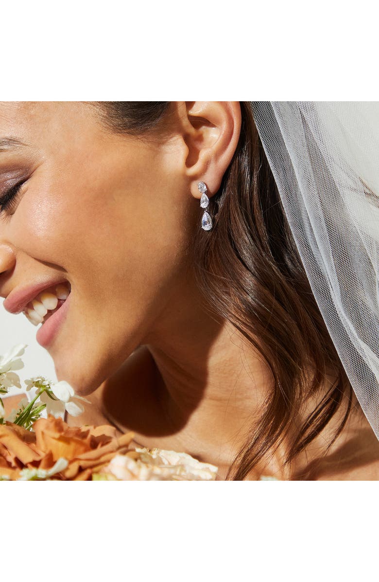 Nadri Chiara Cubic Zirconia Drop Earrings, Alternate, color, Rhodium