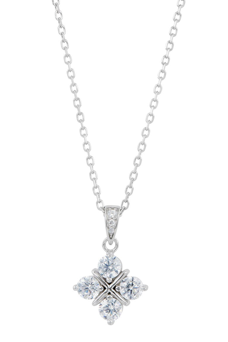 Cubic Zirconia Grid Pendant Necklace, Main, color, WHITE
