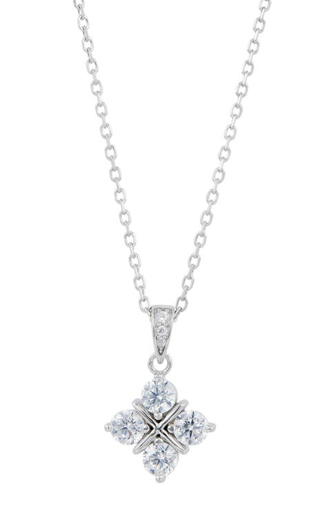 Cubic Zirconia Grid Pendant Necklace