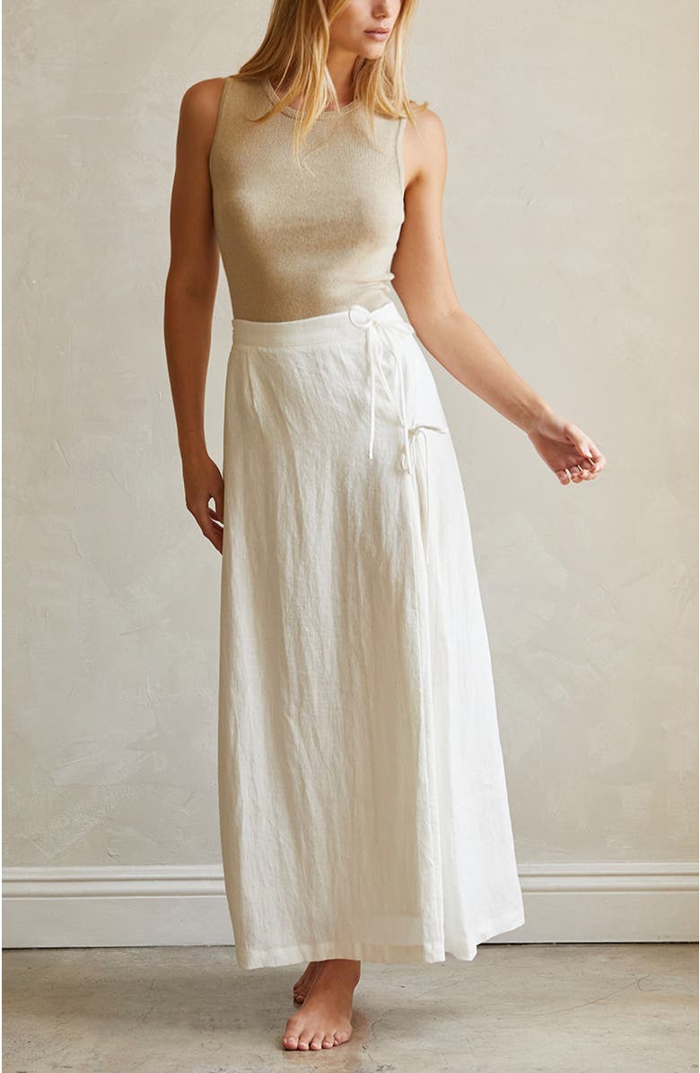 CRESCENT Faux Wrap Linen Maxi Skirt, Alternate, color, 