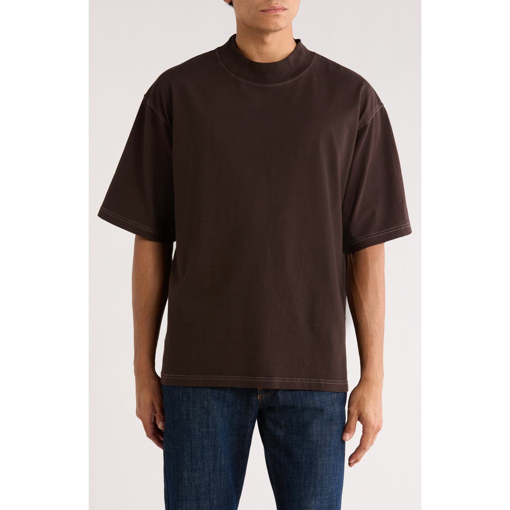 Asrv Mock Neck Oversized T-shirt In Brown