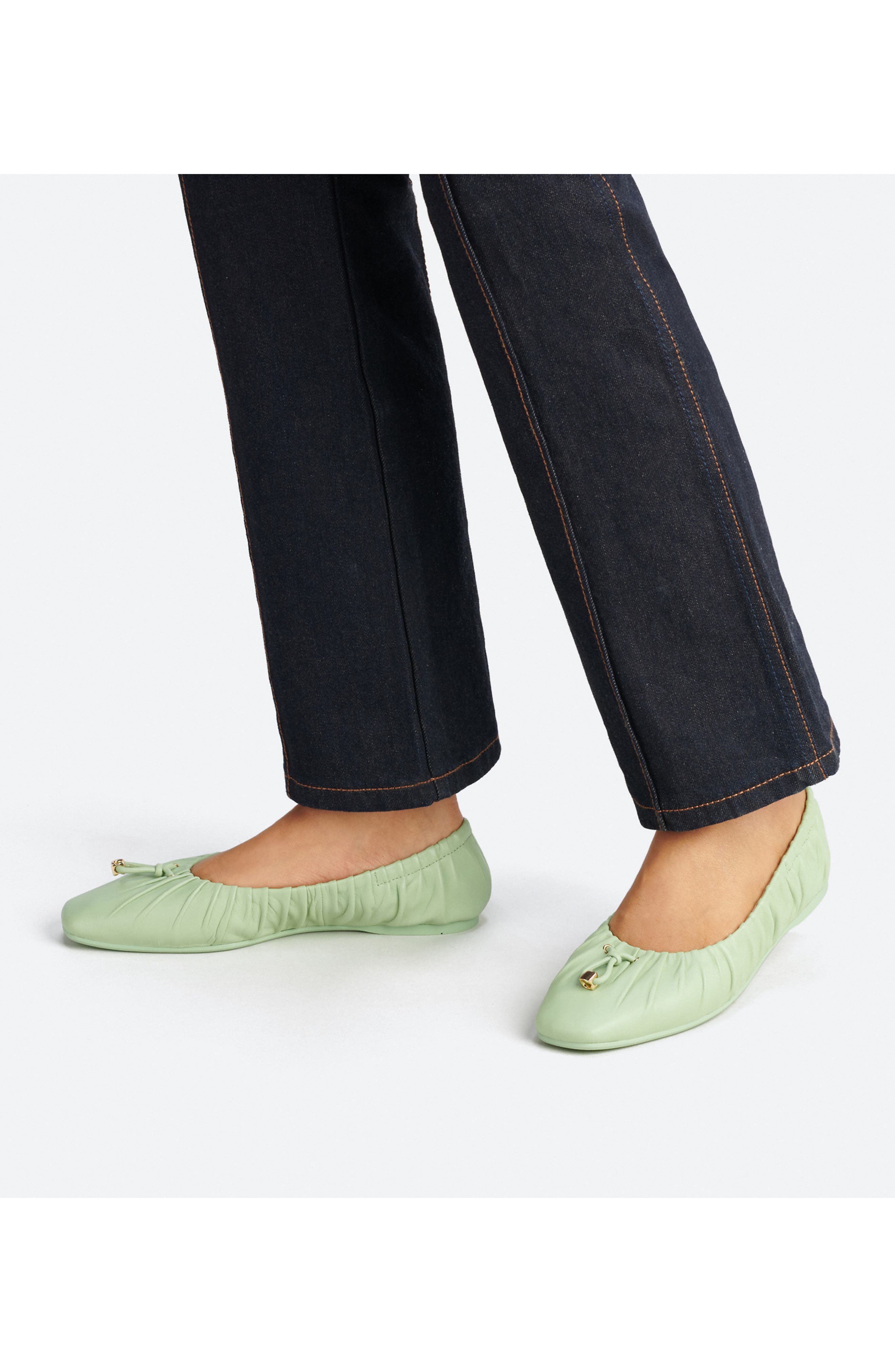 Eleanor Leather Flat, Alternate, color, PALE PISTACHIO