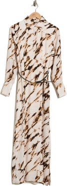 DONNA KARAN Long Sleeve Belted Shirtdress