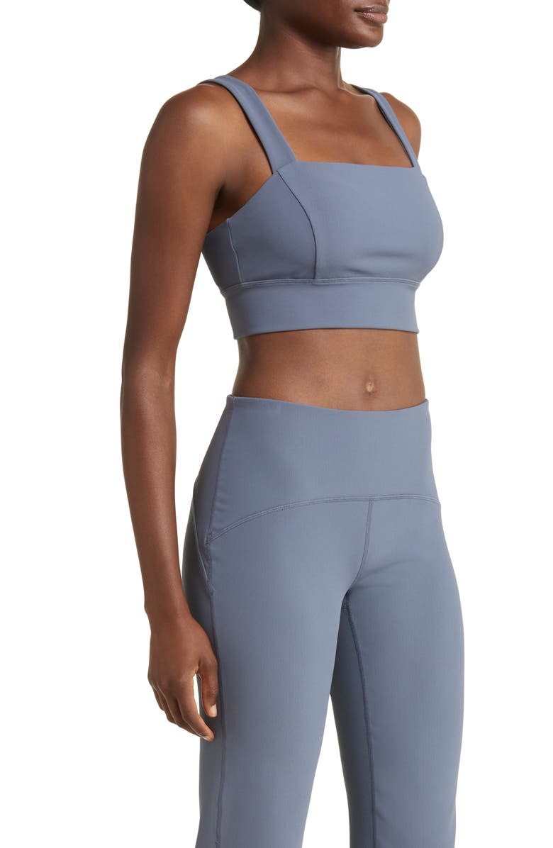 Zella Luxe Longline Rib Sports Bra, Alternate, color,