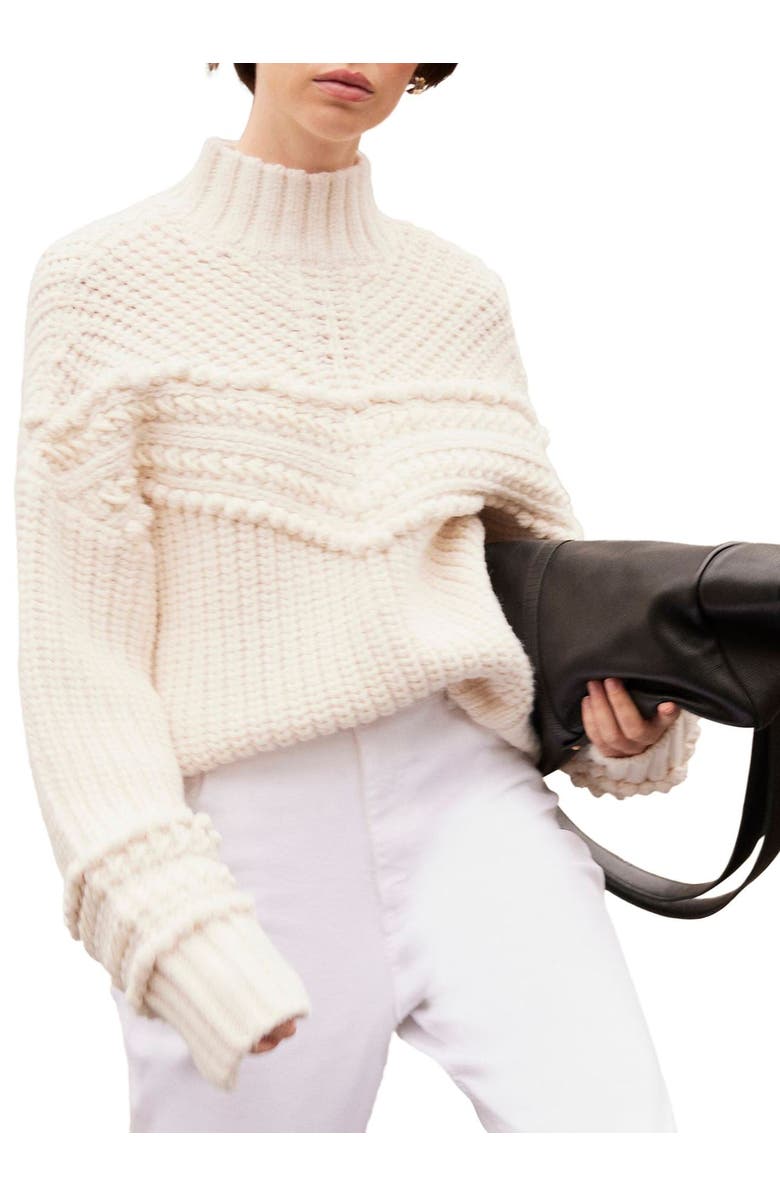 MINT VELVET Bobble Detail Knit Sweater, Alternate, color, Cream