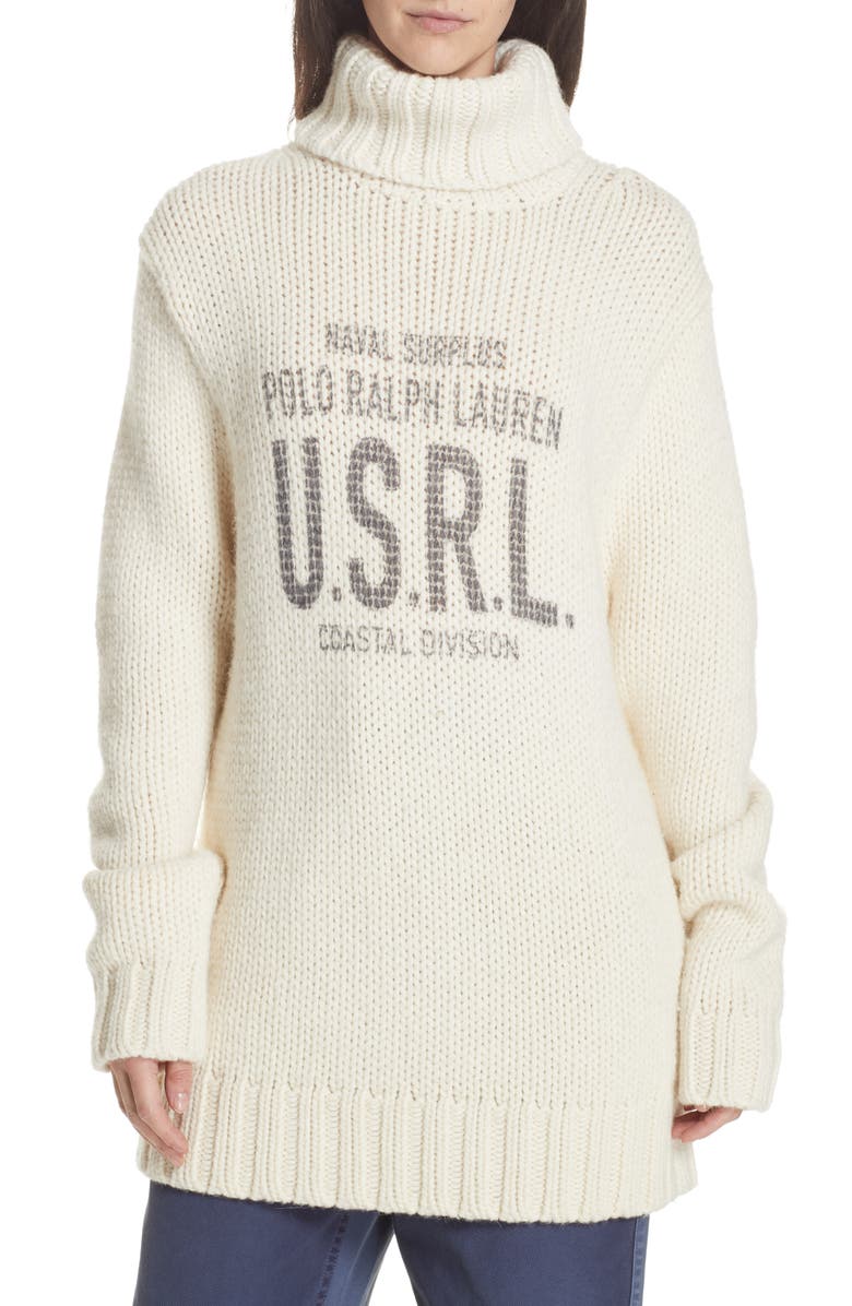 Polo Ralph Lauren Logo Graphic Turtleneck Sweater, Main, color, 