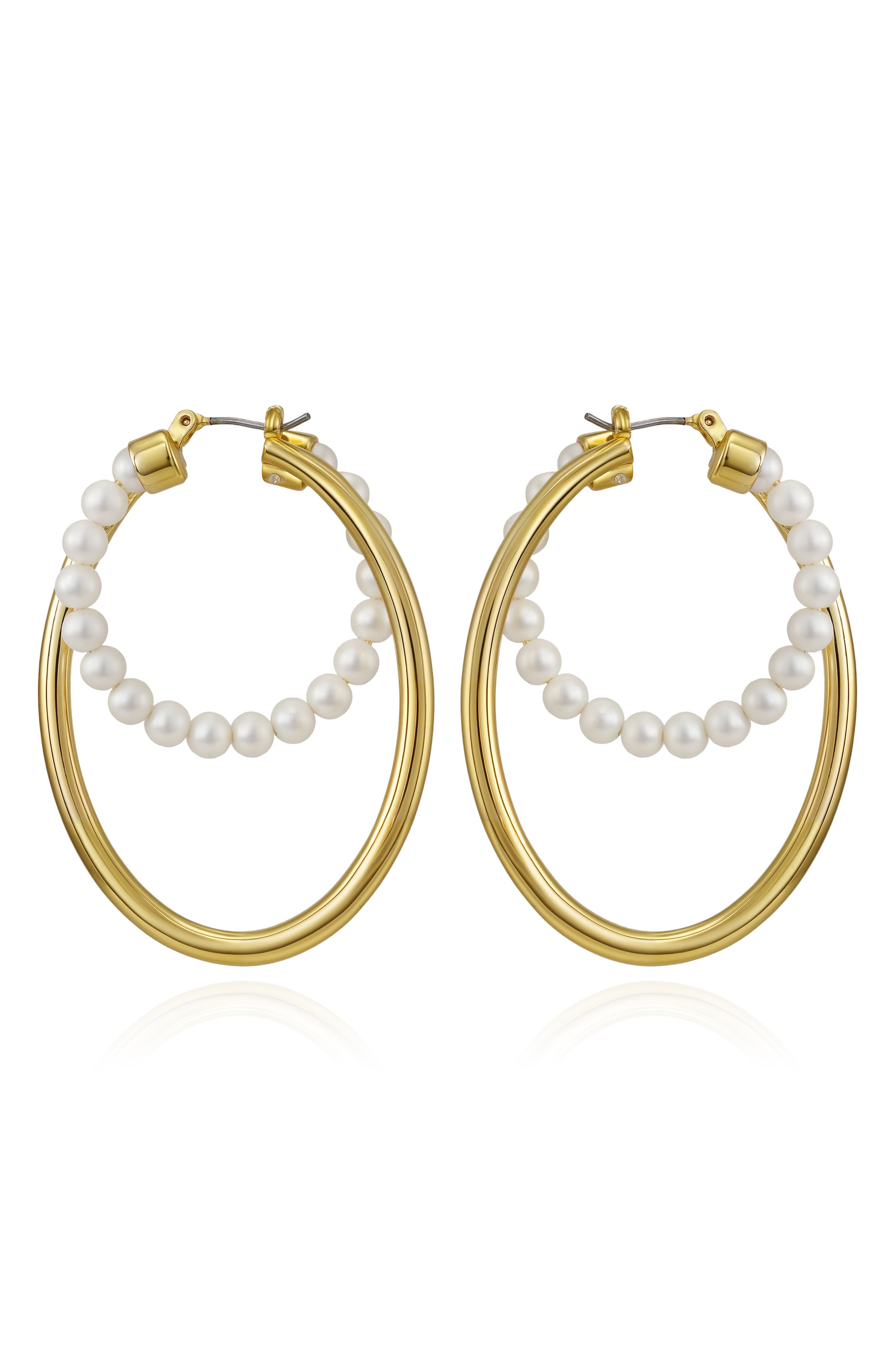 50mm Imitation Pearl Hoop Earrings