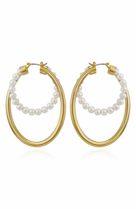 50mm Imitation Pearl Hoop Earrings